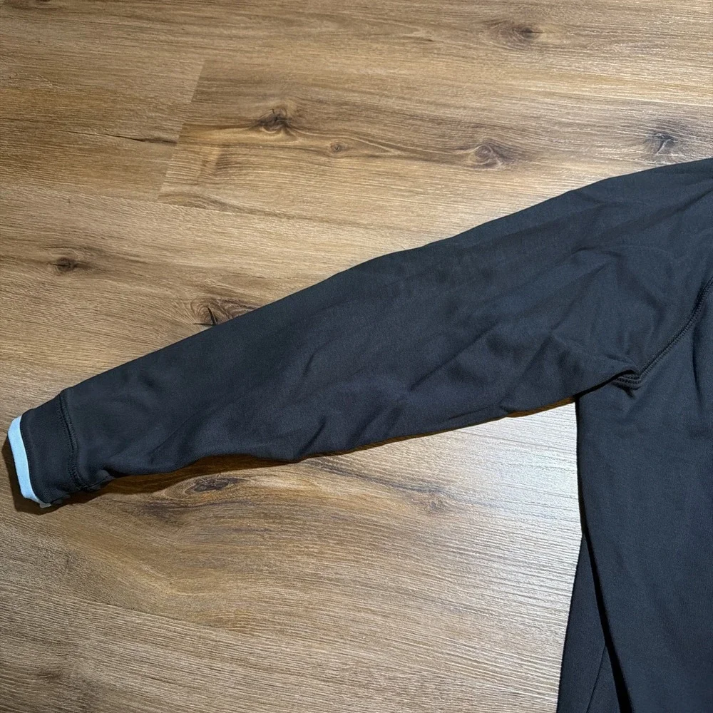 Paul Stuart Mens MEDIUM 1/4 Zip Sweater PimaCotton Pullover Mock Neck Black Blue